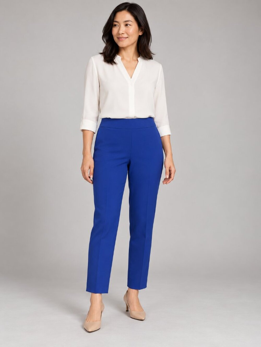 Talbots Chatham Ankle Pants Blue Size 10 Side Zip Stretch Fit Slim Leg
